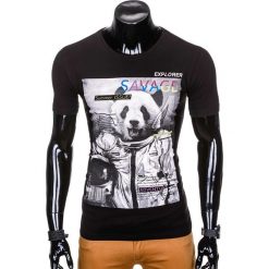 T-shirty męskie: T-SHIRT MĘSKI Z NADRUKIEM S923 – CZARNY