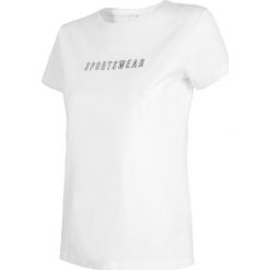 T-shirt damski TSD240 - biały. Białe t-shirty damskie 4f, bez wzorów, bez kołnierzyka. W wyprzedaży za 29,99 zł.