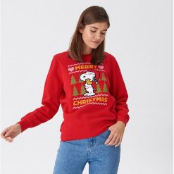 Bluza z aplikacją Snoopy - Czerwony. Czerwone bluzy damskie House, s, z aplikacjami, bez rękawów, bez kaptura. Za 79,99 zł.