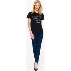 T-shirty damskie: T-SHIRT KRÓTKI RĘKAW DAMSKI Z CEKINAMI, Z HAFTEM, Z NADRUKIEM
