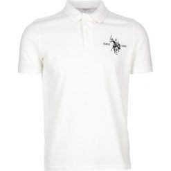 Koszulka polo w kolorze białym. Białe koszulki męskie U.S. Polo Assn., s, z haftami, z bawełny, polo, bez rękawów. W wyprzedaży za 128,95 zł.