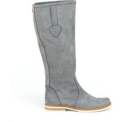 Kozaki - skóra naturalna - model 127 - kolor grafitowy. Szare kozaki damskie Zapato, na co dzień, na lato, z jeansu, klasyczne, z okrągłym noskiem, przed kolano, bez obcasa, na płaskiej podeszwie, na zamek. W wyprzedaży za 366,75 zł.