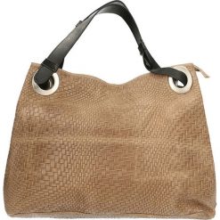 Torebki klasyczne damskie: Skórzana torebka w kolorze szarobrązowym – 38 x 28 x 10 cm