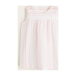 Mango Kids - Sukienka dziecięca Rayas 62-80 cm. Białe sukienki dziewczęce Mango Kids, bez wzorów, z bawełny, eleganckie, bez rękawów, proste. Za 89,90 zł.