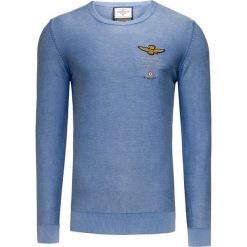 Sweter AERONAUTICA MILITARE. Szare swetry męskie Aeronautica Militare, bez wzorów, z dzianiny, z okrągłym kołnierzem, bez kaptura. W wyprzedaży za 344,00 zł.