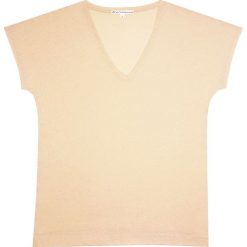 Koszulka "Soly" w kolorze beżowym. Brązowe koszulki damskie Ateliers de la maille Paris, na co dzień, bez wzorów, z bawełny, bez kołnierzyka, bez rękawów. W wyprzedaży za 85,95 zł.