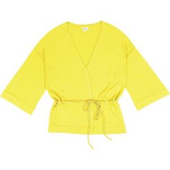 Kardigan "Wendy" w kolorze żółtym. Żółte kardigany damskie Ateliers de la maille Paris, w paski, z bawełny. W wyprzedaży za 171,95 zł.