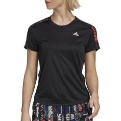 ADIDAS OWN THE RUN TEE > FS9818. Koszulki damskie Adidas, l, w paski, z poliesteru, klasyczne, bez kołnierzyka. W wyprzedaży za 119,99 zł.