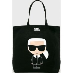 Karl Lagerfeld - Torebka. Czarne torebki klasyczne damskie marki KARL LAGERFELD, bez wzorów, z bawełny, casualowe, na ramię, duże, bez dodatków. Za 239,90 zł.