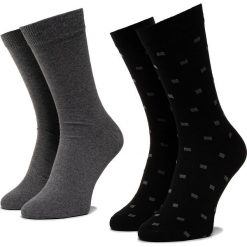 Zestaw 2 par wysokich skarpet unisex WRANGLER - Square Socks W0ZE78100 Black. Szare skarpetki męskie Wrangler, bez wzorów, z elastanu. Za 39,00 zł.