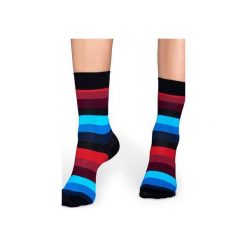 Skarpetki Happy Socks - Stripe (SA01-068). Szare skarpetki męskie marki Happy Socks, w kolorowe wzory, z bawełny. Za 34,90 zł.