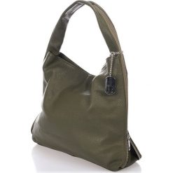 Torebki klasyczne damskie: Skórzana torebka w kolorze khaki – 40 x 30 x 13 cm