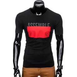T-shirty męskie: T-SHIRT MĘSKI Z NADRUKIEM S924 – CZARNY