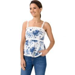 TWINSET Top Niebieski Biały. Niebieskie podkoszulki damskie Twinset, m, w koronkowe wzory, z bawełny, bez kołnierzyka. Za 640,95 zł.