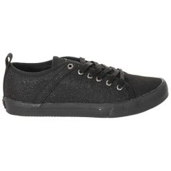Sneakersy w kolorze czarnym. Czarne trampki męskie Guess, bez wzorów, z materiału, na sznurówki. W wyprzedaży za 279,95 zł.