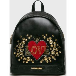 Love Moschino - Plecak. Czarne plecaki damskie Love Moschino, z aplikacjami, ze skóry, eleganckie. Za 949,90 zł.