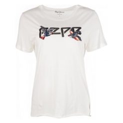 Pepe Jeans T-Shirt Damski Diana L, Kremowy. Białe koszulki damskie marki Pepe Jeans, l, z haftami, z jeansu. W wyprzedaży za 139,00 zł.