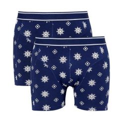Cellbes Bokserki 2 Pack niebieski we wzory male niebieski/ze wzorem S. Niebieskie bokserki męskie Cellbes, bez wzorów, z gumy. W wyprzedaży za 45,00 zł.