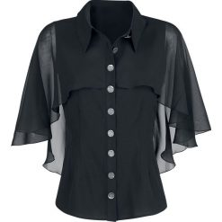 Hell Bunny Draco Blouse Bluzka czarny. Czarne bluzki damskie marki Hell Bunny, xl, bez wzorów, z falbankami, z krótkim rękawem. Za 199,90 zł.