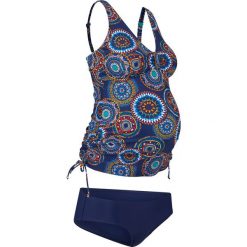 Tankini ciążowe (2 części) bonprix ciemnoniebieski z nadrukiem. Niebieskie stroje kąpielowe ciążowe bonprix, z nadrukiem, moda ciążowa. Za 119,99 zł.