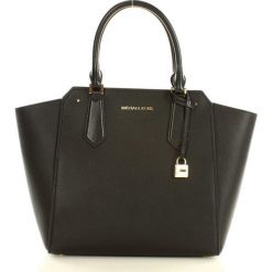 Luksusowa torebka tote MICHAEL KORS - HAYES - black/dark khaki. Czarne kuferki damskie marki Michael Kors, w paski, ze skóry, zdobione. Za 1399,00 zł.