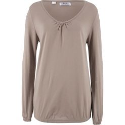 Shirt bawełniany z długim rękawem bonprix brunatny. Pomarańczowe koszulki damskie marki bonprix, bez wzorów, z bawełny, bez kołnierzyka. Za 16,99 zł.