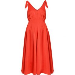 Nümph CYRILLA DRESS Długa sukienka hot coral. Pomarańczowe sukienki damskie marki Nümph, bez wzorów, z poliesteru, bez kołnierzyka, z długim rękawem, długie, maxi. Za 379,00 zł.