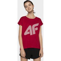 T-shirt damski TSD012 - czerwony. Czerwone t-shirty damskie 4f, bez wzorów, z bawełny, bez kołnierzyka. W wyprzedaży za 34,99 zł.
