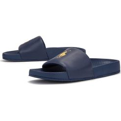 POLO RALPH LAUREN CAYSON > 809793812002. Żółte klapki męskie Ralph Lauren, z aplikacjami, ze skóry ekologicznej. Za 169,99 zł.