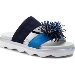 Klapki GABOR - 24.610.16 Bluette/Aqua/Aquam. Niebieskie klapki damskie Gabor, z aplikacjami, ze skóry, bez obcasa. W wyprzedaży za 299,00 zł.