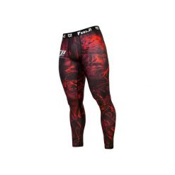LEGGINSY MĘSKIE BROKEN GLASS - RED. Czerwone spodnie męskie Feelj!, m, z nadrukiem, ze skóry, na fitness i siłownię. Za 179,00 zł.