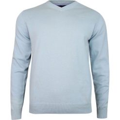 Niebieski, Błękitny Sweter w Serek (V-neck) -Adriano Guinari- Klasyczny, Męski SWADGAW19babyblue. Niebieskie swetry męskie Adriano Guinari, m, bez wzorów, z bawełny, eleganckie, z dekoltem w serek, bez kaptura. Za 99,00 zł.
