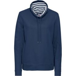 Bluza dresowa z długim rękawem bonprix ciemnoniebieski. Niebieskie bluzy damskie bonprix, bez wzorów, z dresówki, z długim rękawem, długie, bez kaptura. Za 74,99 zł.