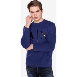 Armani Exchange Bluza Niebieski. Niebieskie bluzy męskie Armani Exchange, xl, z nadrukiem, z bawełny, bez kołnierzyka, bez rękawów, bez kaptura. Za 481,95 zł.