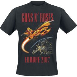 Guns N' Roses Fighter Jet Europe Tour 2017 T-Shirt czarny. Czarne t-shirty męskie marki Guns N' Roses, xl, z nadrukiem, z okrągłym kołnierzem. Za 74,90 zł.