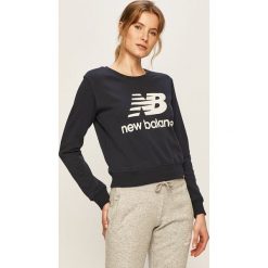 New Balance - Bluza. Niebieskie bluzy damskie New Balance, s, z nadrukiem, z elastanu, bez rękawów, bez kaptura. W wyprzedaży za 159,90 zł.