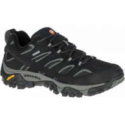 Merrell Buty Turystyczne Moab 2 Gtx Black 6,5 (40). Czarne buty sportowe damskie marki Merrell, bez wzorów, ze skóry, sportowe, wspinaczkowe, gore-tex. Za 379,00 zł.