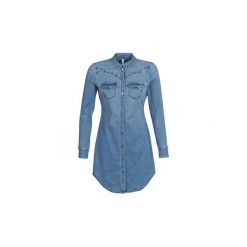 Sukienki krótkie Only ONLWEKEY. Niebieskie sukienki damskie ONLY, bez wzorów, bez kołnierzyka, z krótkim rękawem, krótkie, mini. Za 219,00 zł.
