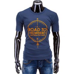 T-SHIRT MĘSKI Z NADRUKIEM S558 - GRANATOWY. Niebieskie t-shirty męskie z nadrukiem marki Ombre Clothing, m. Za 29,00 zł.
