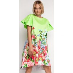 Sukienka EDUARDA GREEN. Zielone sukienki damskie Sukienka EDUARDA GREEN, s, bez wzorów, bez kołnierzyka, z krótkim rękawem, krótkie, mini. W wyprzedaży za 109,00 zł.