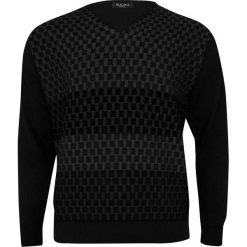 Sweter Czarny, Tłoczony Wzór Geometryczny, Dekolt w Serek (V-neck) -ELKJAER- Męski SWKNGS25287czarny. Czarne swetry męskie Elkjaer, s, bez wzorów, klasyczne, z dekoltem w serek, bez kaptura. Za 287,00 zł.
