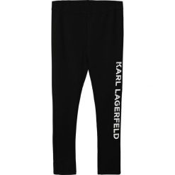 Karl Lagerfeld - Legginsy dziecięce. Czarne spodnie dziewczęce KARL LAGERFELD, s, z nadrukiem, z elastanu, klasyczne. Za 289,90 zł.