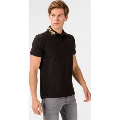 Versace Jeans Couture Polo Koszulka Czarny. Czarne koszulki męskie Versace Jeans Couture, z haftami, z bawełny, polo, bez rękawów. Za 652,95 zł.