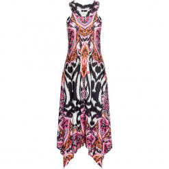 Sukienka z nadrukiem "paisley" bonprix różowy. Różowe sukienki damskie bonprix, z nadrukiem, bez kołnierzyka, bez rękawów. Za 124,99 zł.