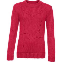 Swetry klasyczne damskie: Sweter w ażurowy wzór bonprix czerwony