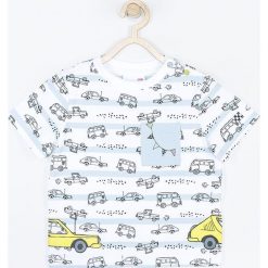 Coccodrillo - T-shirt dziecięcy 68-86 cm. Niebieskie t-shirty chłopięce COCCODRILLO, z nadrukiem, z dzianiny, bez rękawów. Za 39,90 zł.
