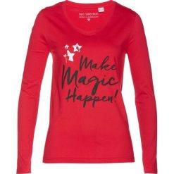 T-shirt bonprix czerwony. Czerwone t-shirty damskie bonprix, z nadrukiem. Za 34,99 zł.