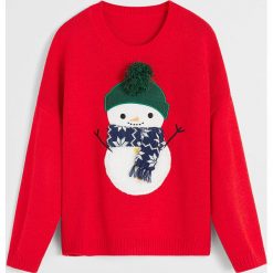 Mango Kids - Sweter dziecięcy Copo 110-164 cm. Czerwone swetry dziewczęce z dzianiny, z okrągłym kołnierzem. Za 99,90 zł.