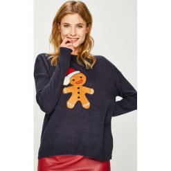 Answear - Sweter. Niebieskie swetry oversize damskie marki ANSWEAR, s, z aplikacjami, z dzianiny. W wyprzedaży za 39,90 zł.