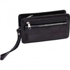 Elegancka, minimalistyczna saszetka ze skóry naturalnej błyszczącej vintage. Czarne saszetki damskie Merg Selection, bez wzorów, ze skóry, eleganckie, bez dodatków. Za 69,00 zł.